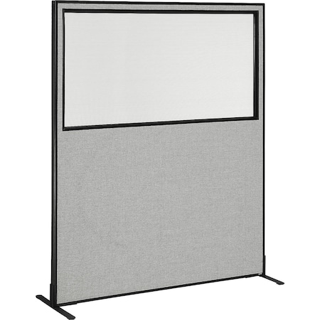 Global Industrial 60-1/4W x 96H Freestanding Office Partition Panel with Partial Window, Gray 695790FWGY